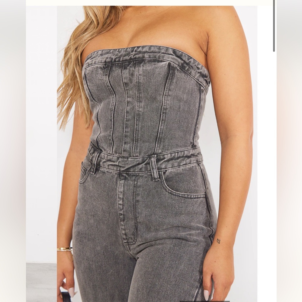 Pretty Little Thing Bandeau Denim Jumpsuit - Picture 10 of 14
